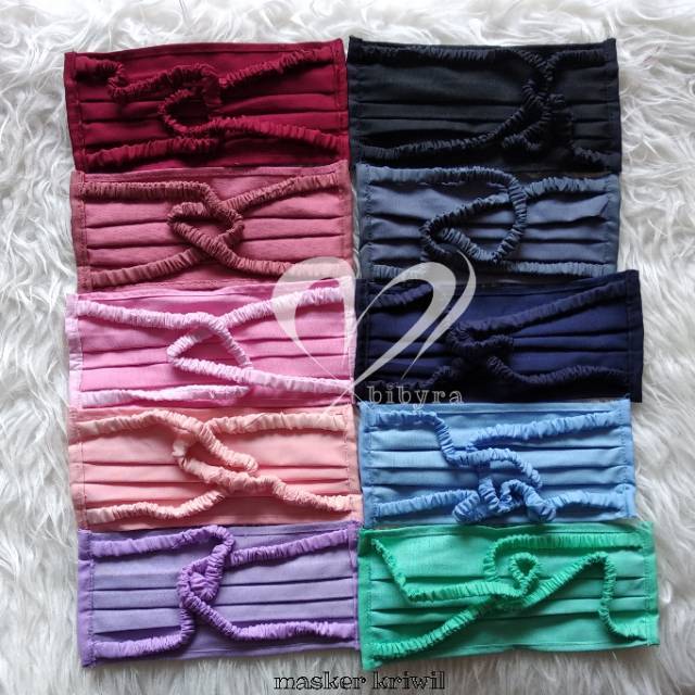 Masker karet kriwil / masker tali serut / masker tali hijab