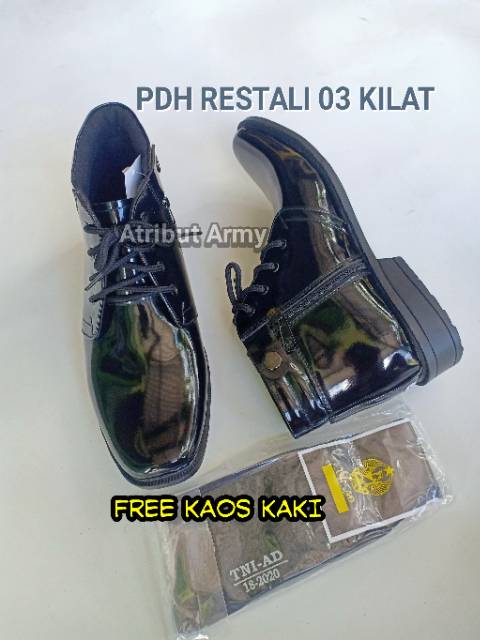 [FREE KAOS KAKI PDL] SEPATU DINAS PDH 03 POLRI REST TALI SEPATU POLRI / POLISI FREE KAOS KAKI - DP04