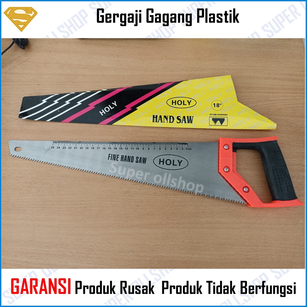 Gergaji Kayu Gagang Plastik Hand Saw Belah Potong Gorok Triplek 18 Inch