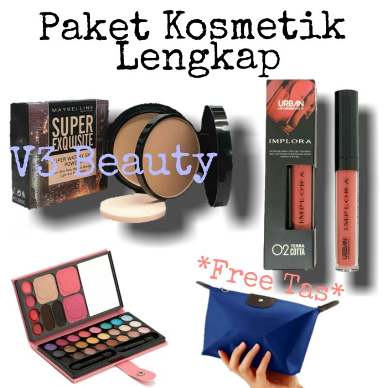 Paket Kosmetik Implora Lengkap Murah 3 In 1 - Paket MakeUp Murah - Paket Kosmetik Maybelline Lengkap