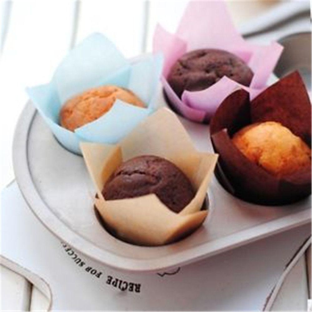 Suyo 50pcs / Set Kertas Pembungkus Muffin / Cokelat Anti Minyak Warna Permen Untuk Perlengkapan Dapur