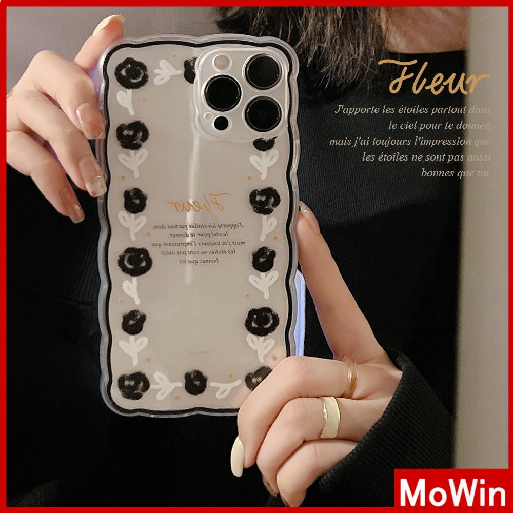 Soft Case Silikon Transparan Motif Bunga Mawar Hitam Untuk iPhone 13 Pro Max 12 Pro Max 11 7 Plus