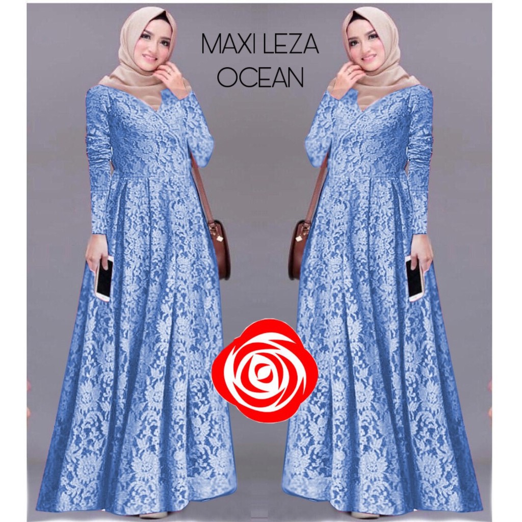 Leza Baju Gamis Busana Muslim Gamis Full  Brukat  Gamis Pesta Brukat Dewasa Fashion Gamis Premium