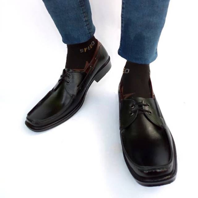 Sepatu Formal Pria Kulit Asli Rasheda K 21 Pantofel  Bertali Big Size