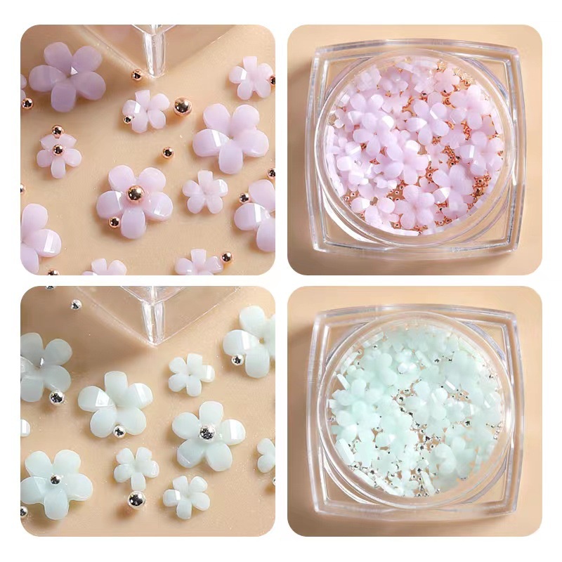 Nail Art Flower 3D Redin Hiasan Bunga Wedding Nail Mix Sized 3D Flower Hiasan Kuku