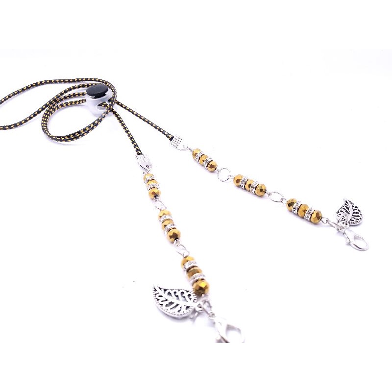 tali masker hijab konektor strap mask lanyard chain tali kalung masker premium batu kristal 6mm