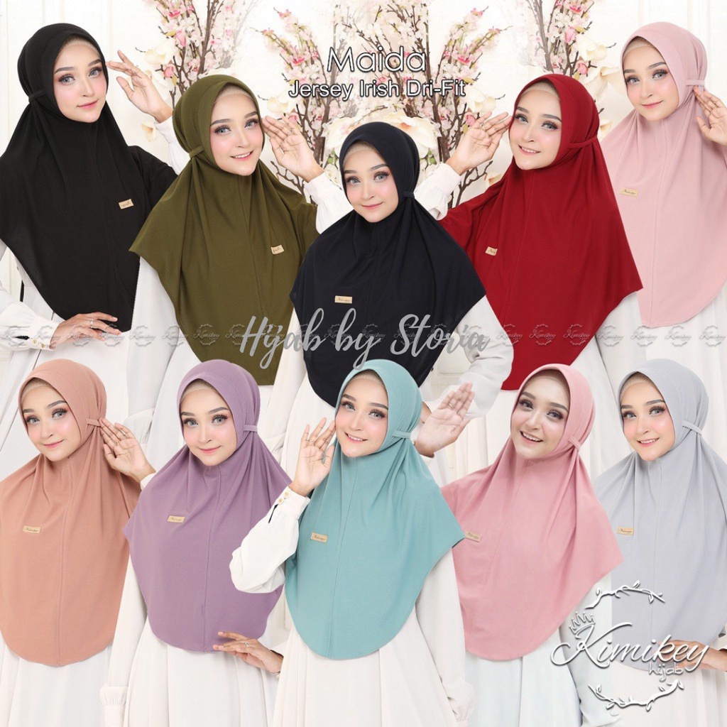 HIJAB MAIDA PET TALI MERK KIMIKEY ORIGINAL / BERGO PET TALI BAHAN JERSEY PREMIUM