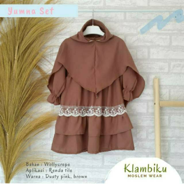 Gamis Anak Bayi Renda / gamis syar'i anak / baju muslim anak cewek set jilbab wollycrepe ( real pict