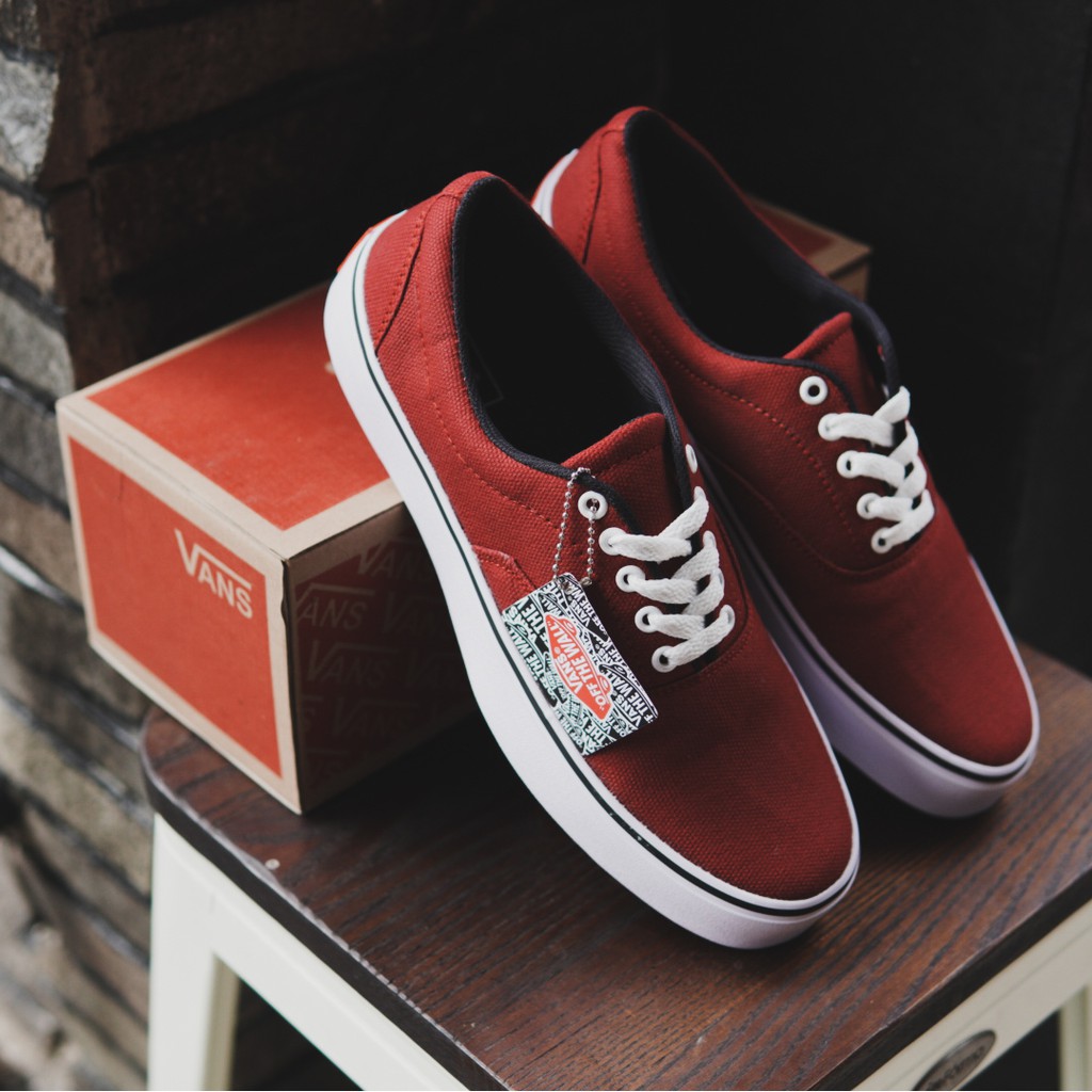 Recomended ! Sepatu Vans Authentic Era Maroon Sneakers Pria/Wanita Kets Murah Sekolah Kasual Bertali