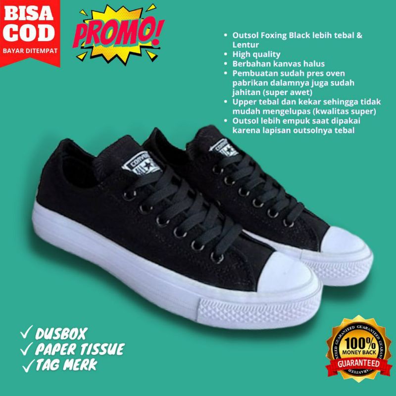 Sepatu Converse All Star Pria Wanita Spatu Cowok Cewek CT Hitam Putih Alstar Pendek Grade Original
