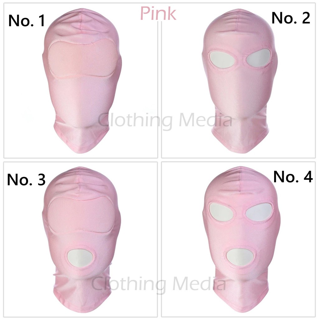 Hood Spandex Warna Pink Topeng Cosplay Mask Blindfold Elastis Penutup Kepala