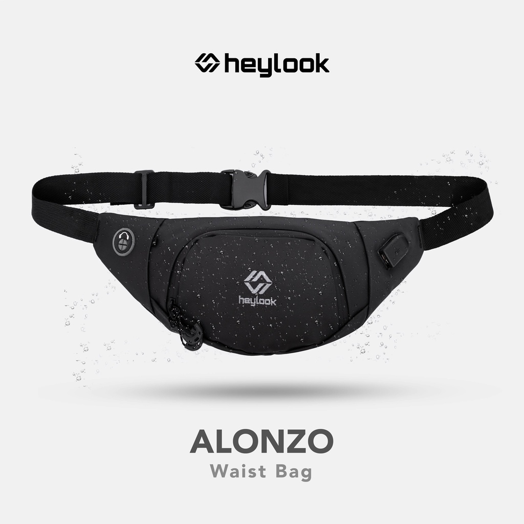 (BISA COD)TAS SELEMPANG PRIA WAIST BAG PRIA ALONZO WATERPROOF ANTI SOBEK ANTI MALING