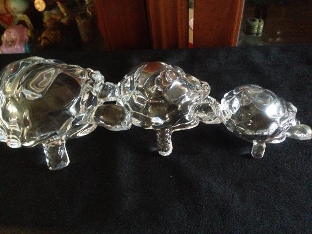 Pajangan Kura-kura Set 3 / Mini Glass Turtle / Kristal Kura Hiasan Set Kura Dekorasi Kura