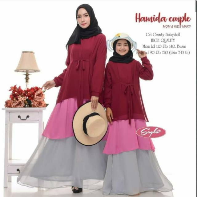 Baju muslim couple Gamis couple ibu dan anak