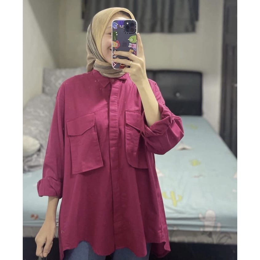 PUTRI BLOUSE RAYON / Kemeja Atasan Blouse Kancing-kerah (BUSUI FRIENDLY) / New Outfit