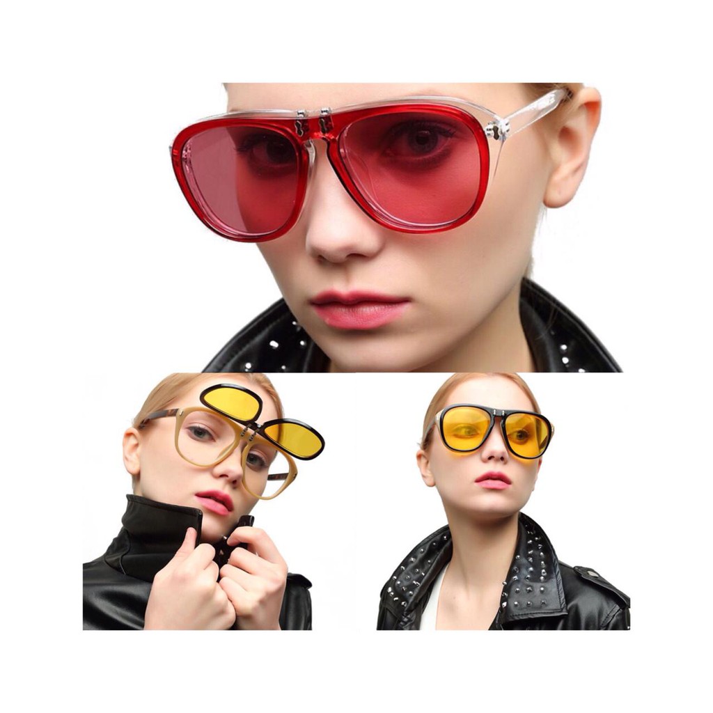 Kacamata FOXY double lens flip up Sunglasses Sunglass Fashion import