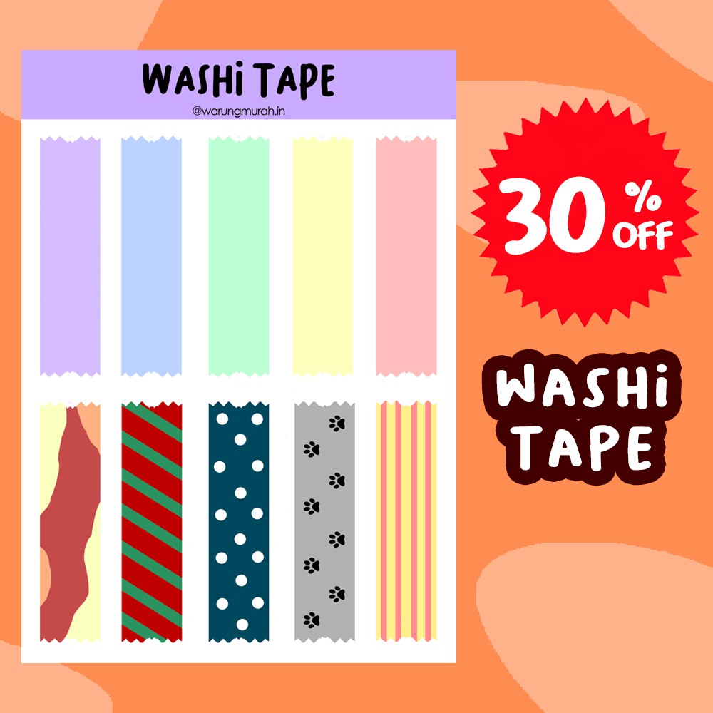 

[30% OFF] STICKER SET WASHI TAPE AESTHETIC LUCU MURAH SUDAH CUTTING