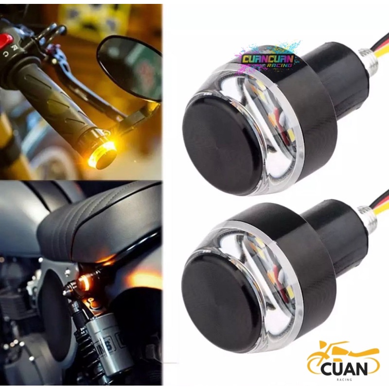 Lampu LED Jalu Motor Stang Handle Grip Sein Sen Senja SET