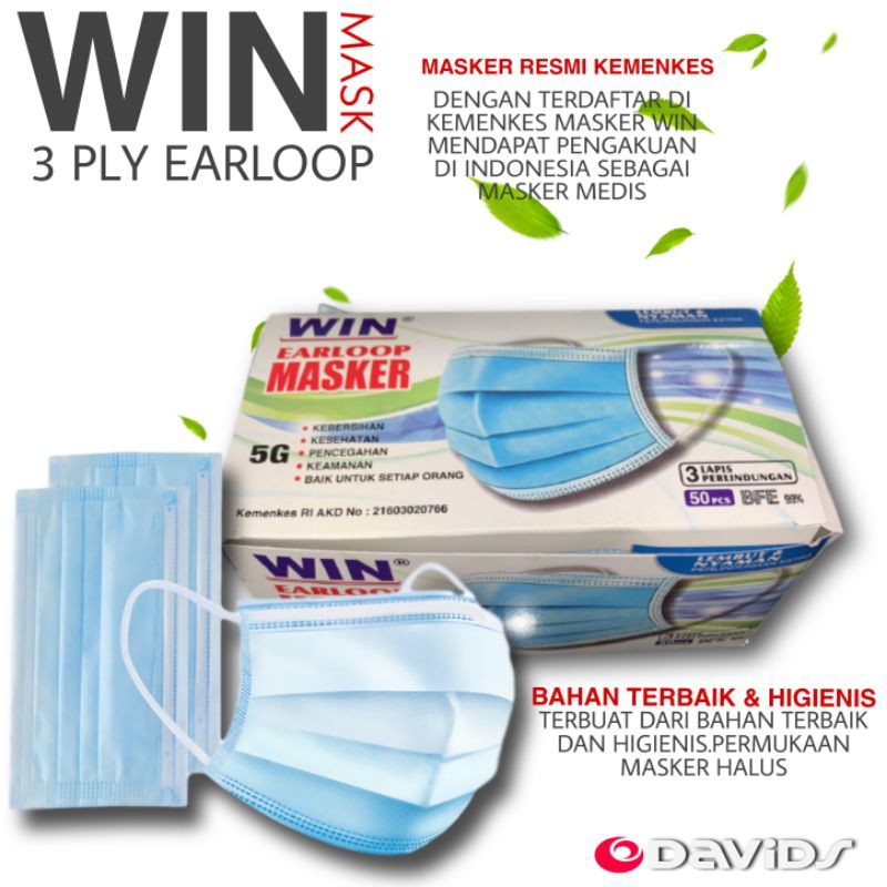 Masker disposable medis bedah 3 ply lapis earloop dokter