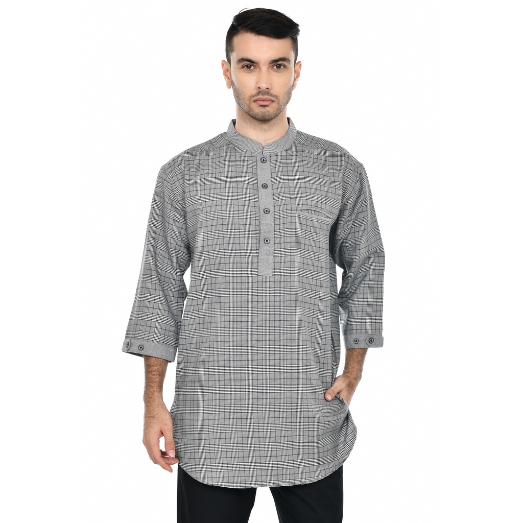 Koko Dewasa Motif Tartan Kurta Kotak - Kotak Bahan Semi Wool , Kemeja Kotak , Kemeja Koko Pria Dewasa