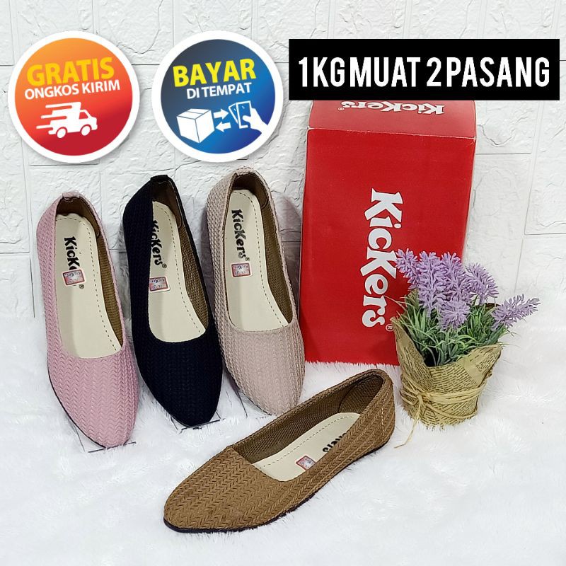 FLATSHOES KICKERS KODE RJ 01// SEPATU RAJUT KICKERS WANITA