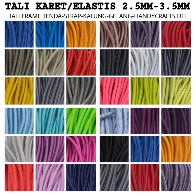 Tali Karet Elastis 2.5mm 3mm Frame Tenda Ikat Rambut Tali Jaket Tas Aksesoris Tali Masker