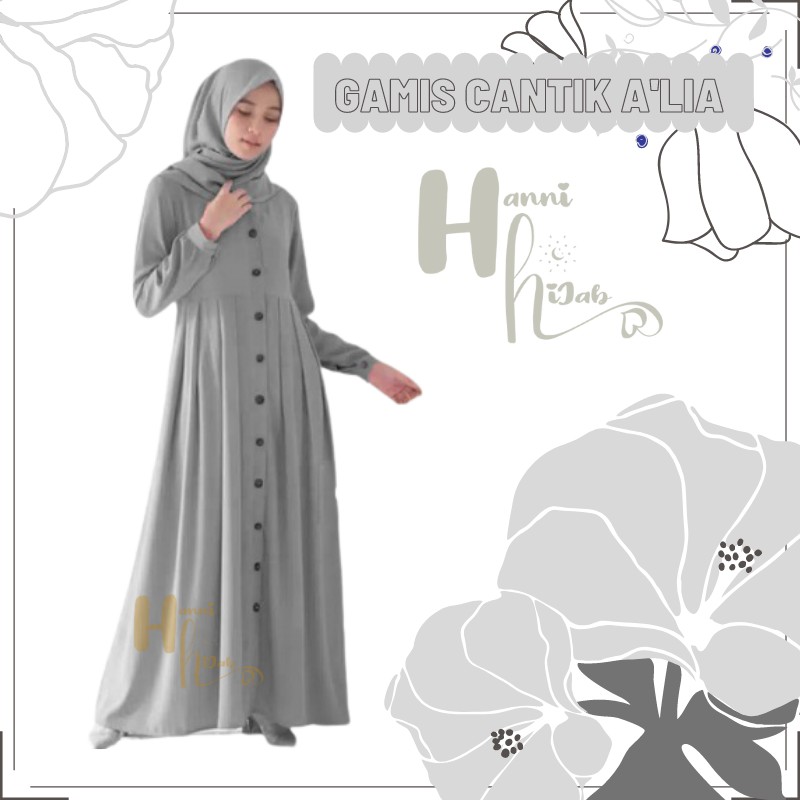 Alia Gamis Polos Busui Abaya Cantik Elegan Moscrepe Warna Abu Abu Grey Shopee Indonesia