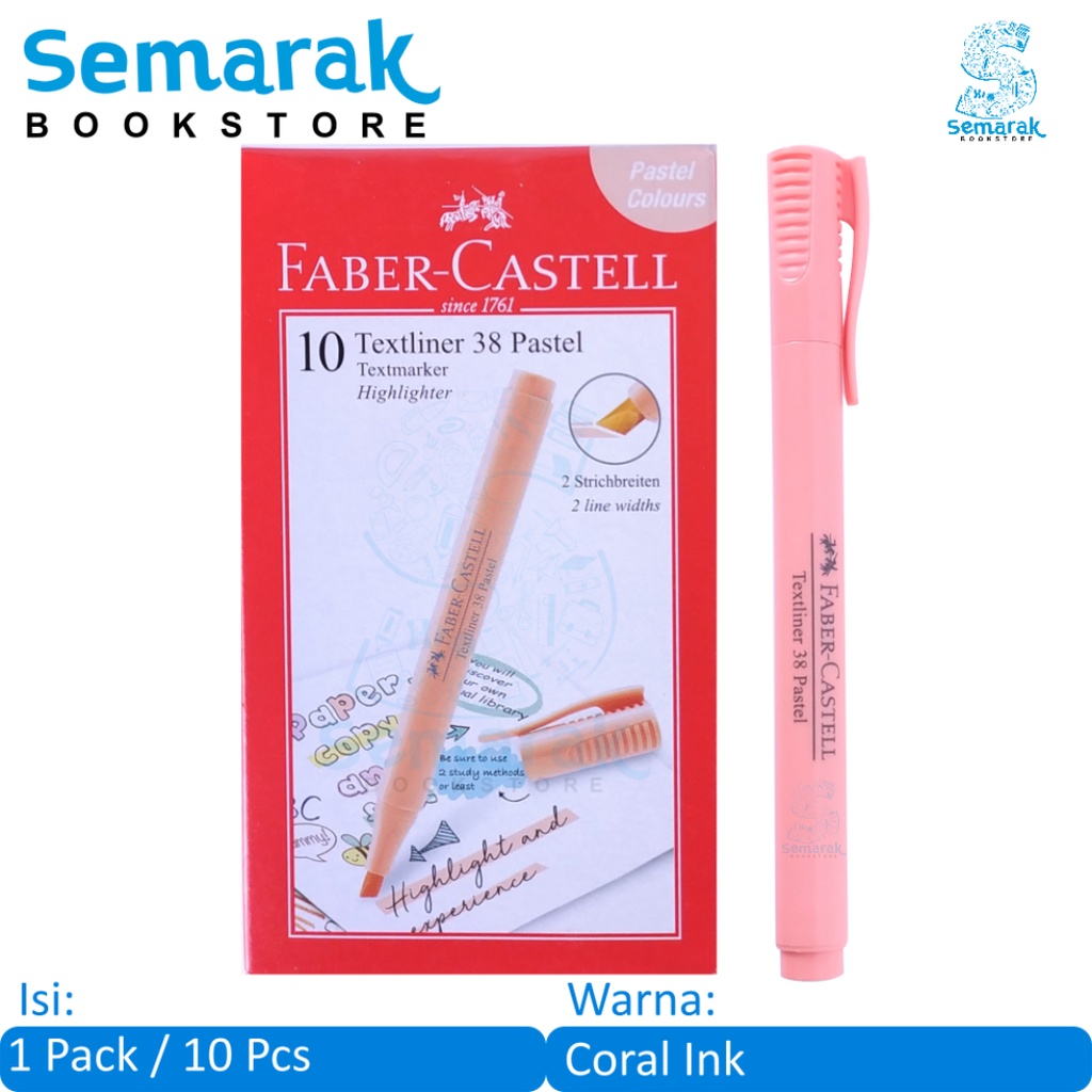 

Faber Castell Textliner 38 Pastel - Coral Ink [1 Pack / 10 Pcs]
