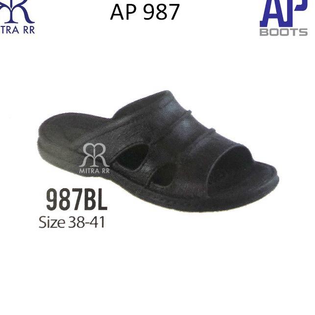 Sandal Karet AP Boots AP 987 Hitam Ap Boot Sendal Kasual Jalan ‑ CLP.26Au22o