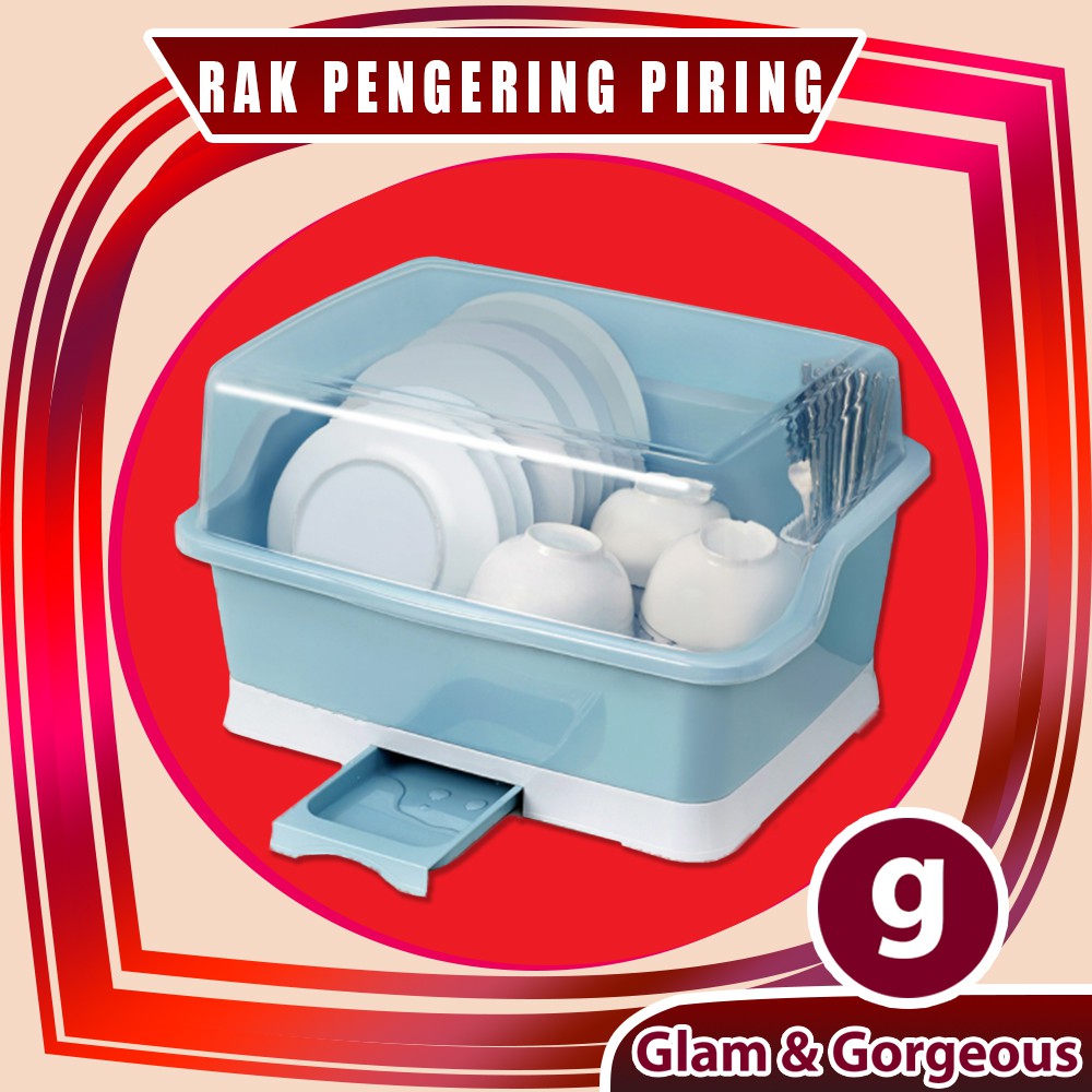 Rak Pengering Piring Dapur Dengan Penutup Ukuran Medium - RD025M