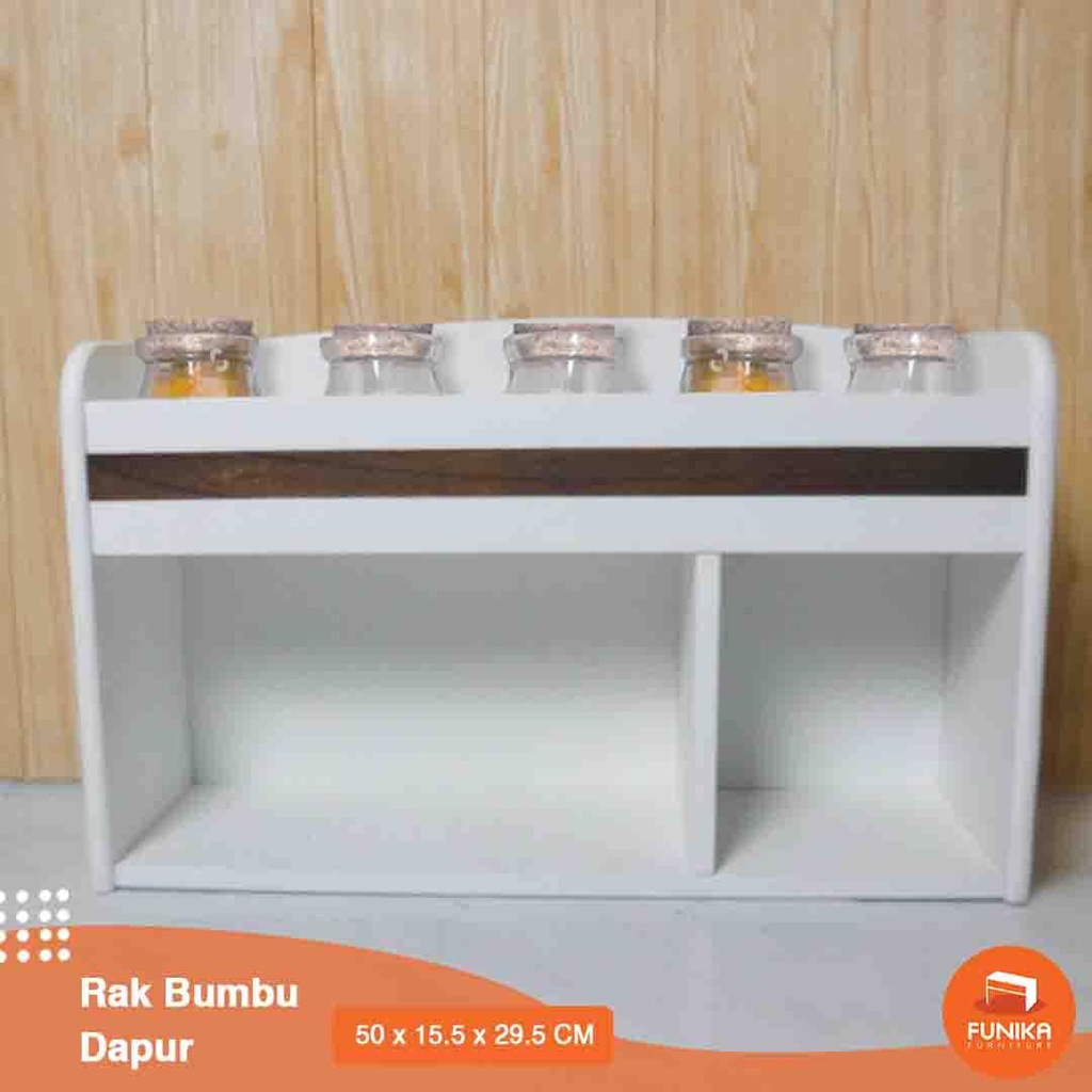 FUNIKA STARINDO 23638 WH/FB - Rak Tempat Bumbu Dapur / Kitchen Spice Rack Organizer - Putih/Coklat M