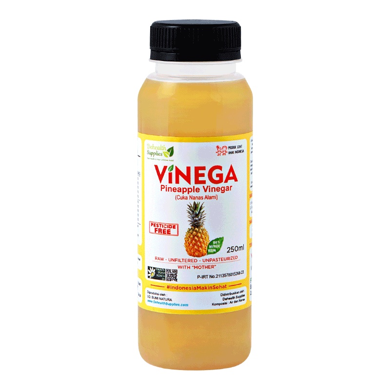 Vinega, Pineapple Vinegar with Mother / Cuka Nanas alami 250ml