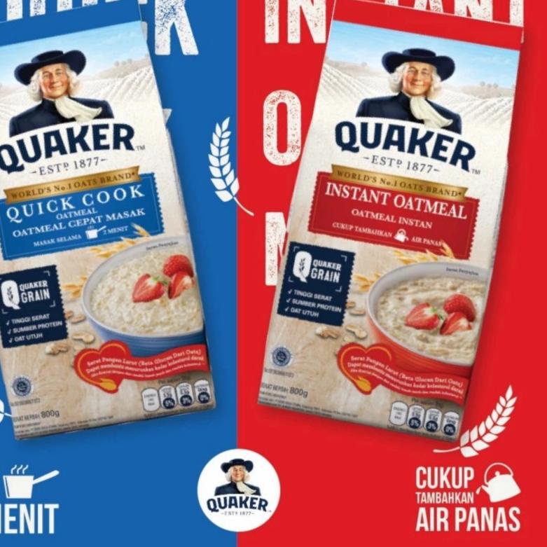 

T5D✡ QUAKER Oats Oatmeal-Instant-Quick Cook Bag Pack 800 g-Instan-Masak Paling Laris