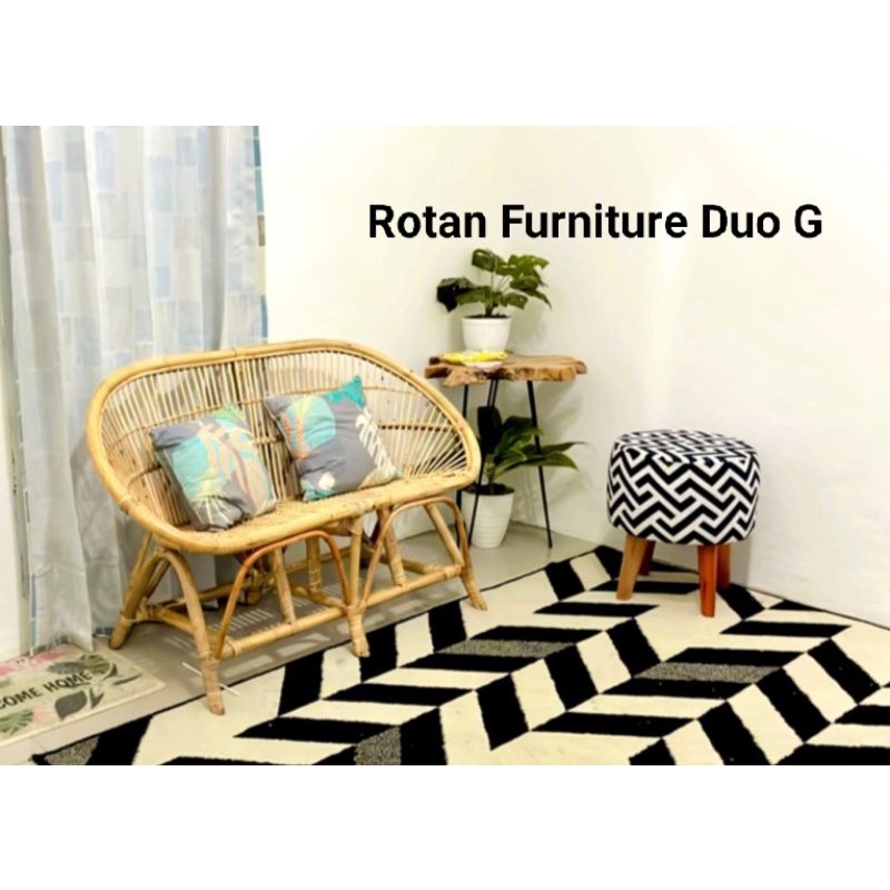 KURSI ROTAN SOFA PANJANG TANGGOK KEONG ROTAN/SOFA TERAS CAFE TAMAN TAMU ASLI ROTAN AESTETIC