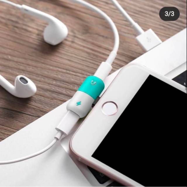 Termurah MEDAN Hanaiso Apple Iphone adapter splitter Spliter lightning for earphone charging  2 in 1