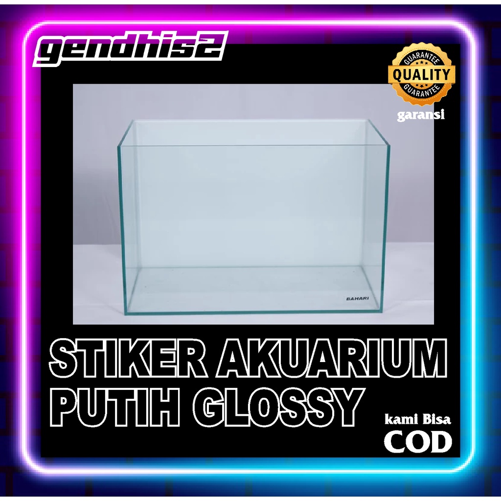stiker background akuarium putih glossy mengkilap