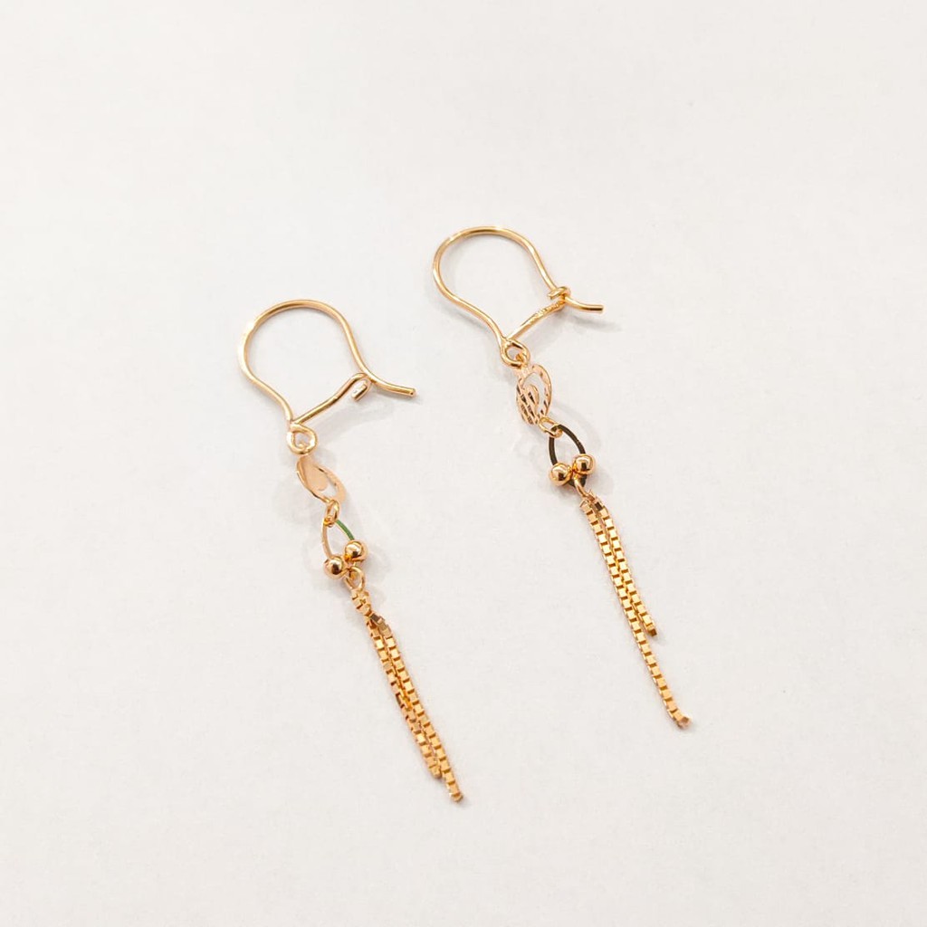 anting wanita model rumbai bandul elegant emas asli