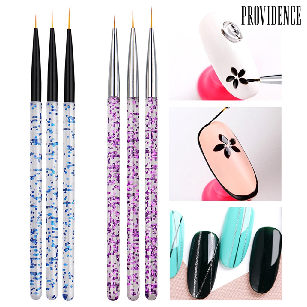 Providence 3Pcs Nail Art Liner Brushes Non-deformation Non-corroding Nail Supplies UV Gel Painting Acrylic Liner Brushes for Salon