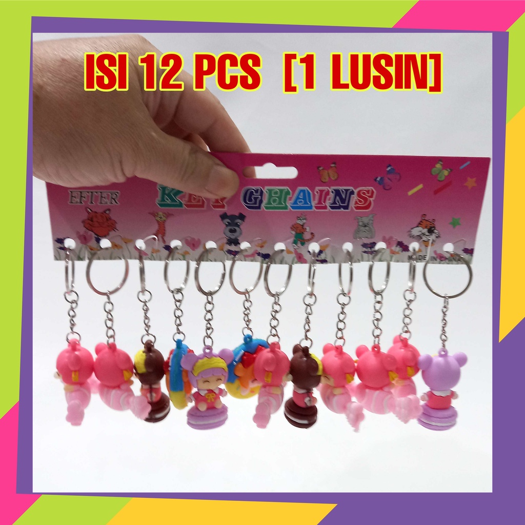 1759 / Grosir isi 12pcs [1 lusin ] gantungan kunci karet karakter kartun