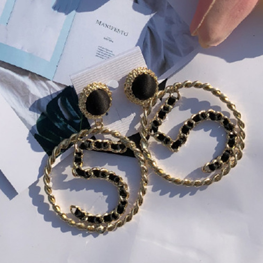 Hu Hu Hu Hu Hu Alat Bantu Pasang Kacamata♡ Anting Tusuk Gantung Statement Desain Angka 5 Hias Mutiara Imitasi Untuk Wanita