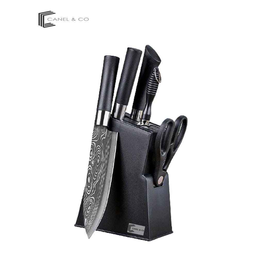 CANEL &amp; CO 6In1 Pisau Set / Knife Set Cleaver Slicing Chef Knife Scissors Sharpener Stick Set Memasak Pisau Dapur