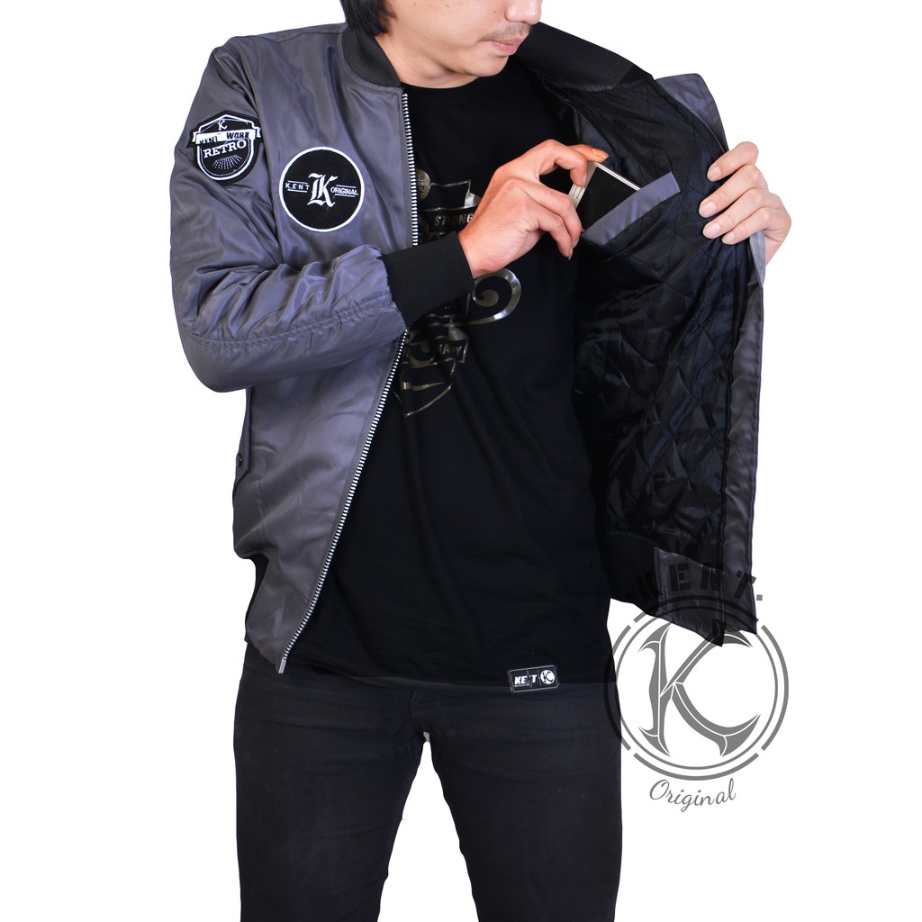 Kent Jaket BOMBER Pilot KENT Retro Grey