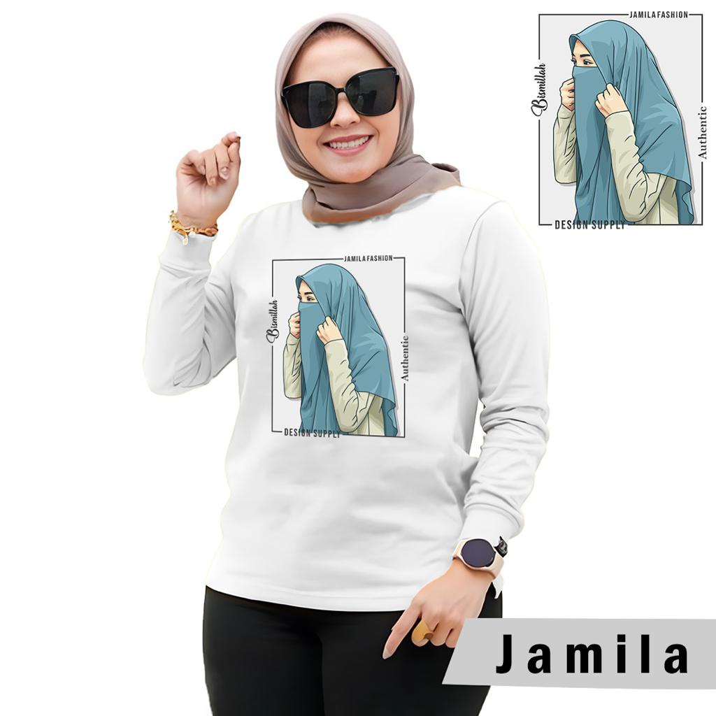 Baju Wanita Fashion/Kaos Wanita/Atasan Wanita Kaos Lengan Panjang Wanita MOTIF JAMILA HIJAB STYLE 2022