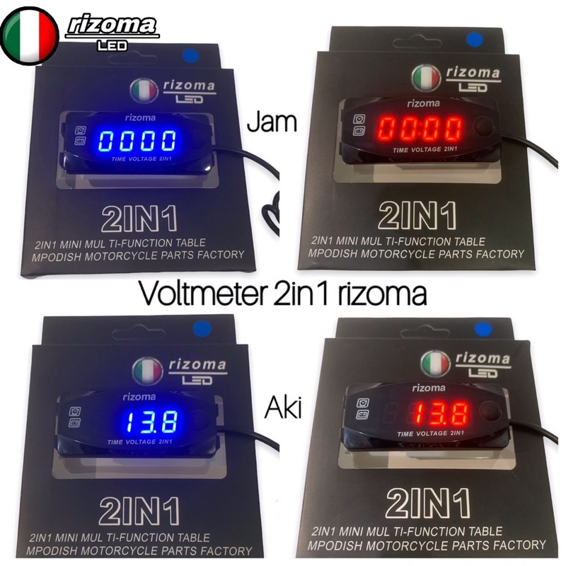 VOLT METER AKI 3IN1-2IN1 RIZOMA voltmeter aki suhu jam 3in1 2in1 universal all motor voltmeter aki