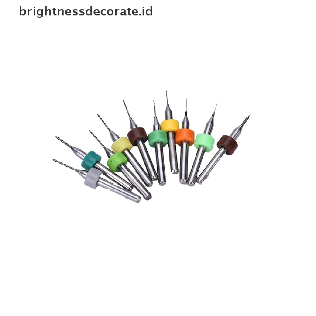 10pcs / set Mata Bor Micro Drill Bits Carbide 0.1mm-1.0mm Untuk Papan Sirkuit Pcb Cnc