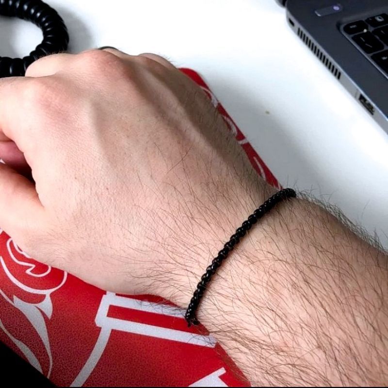 gelang rantai pria hitam titanium