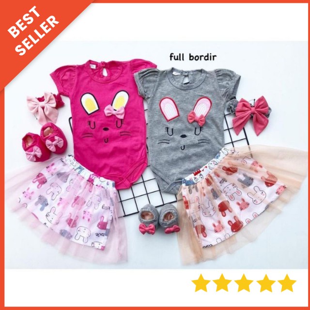 SETELAN BAJU BAYI PEREMPUAN JUMPER ROK TUTU 0-18 BULAN FREE SEPATU &amp; BANDO / SETELAN JUMPER ROK TUTU BAYI CEWEK PANSY JUMPER SET