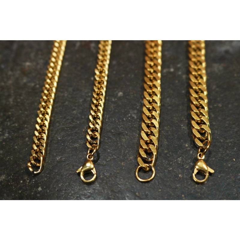 kalung titanium rantai padat warna gold 60cm / gold solid chain necklace