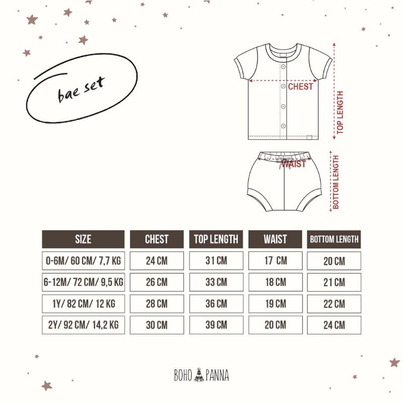 Bohopanna Bohobaby Bae Set Bae Girl The Overtee 0-2Y Baju Bayi Baju Tidur Bayi Piyama Bayi Setelan Bayi