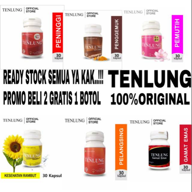 TENLUNG Obat Peninggi Pelangsing Penggemuk Pemutih Badan ~Kesehatan Penumbuh rambut & Gemat  Emas